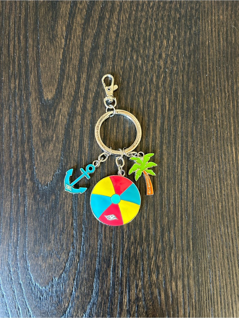 Disney Cruise Line Castaway Cay Charm Keychain Beach Ball, Palm Tree, Anchor